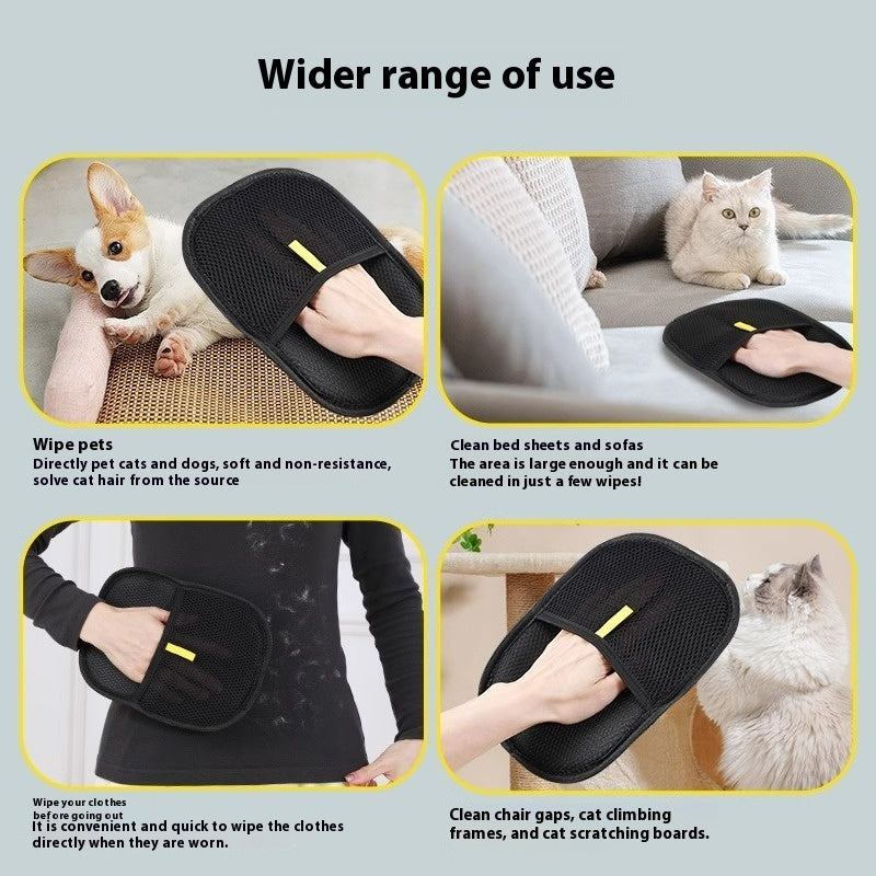 "Pet Hair Remover Grooming Glove – Deshedding Brush Mitt for Dogs, Cats & Rabbits with Long, Short & Curly Hair"