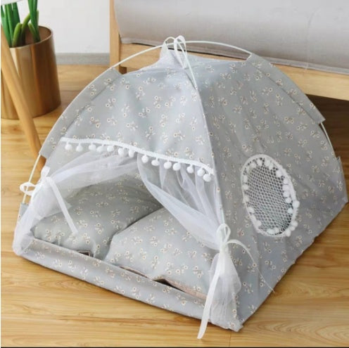 Semi-Enclosed Pet Sleeping Nest – Comfortable Cave Bed for Cats and Puppies