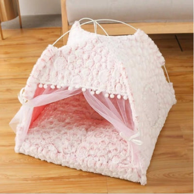 Semi-Enclosed Pet Sleeping Nest – Comfortable Cave Bed for Cats and Puppies