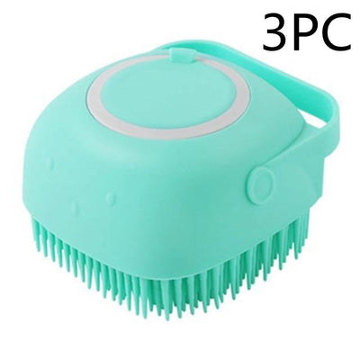 Silicone Dog Bath & Massage Gloves | Pet Grooming Brush with Shampoo Dispenser