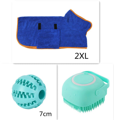 Silicone Dog Bath & Massage Gloves | Pet Grooming Brush with Shampoo Dispenser